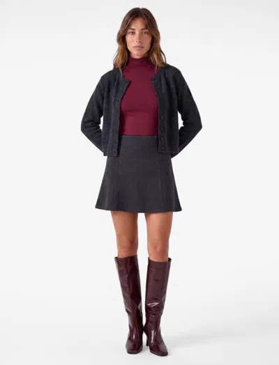 Koton Slim Cotton Blend A-line Mini Skirt In Anthracite