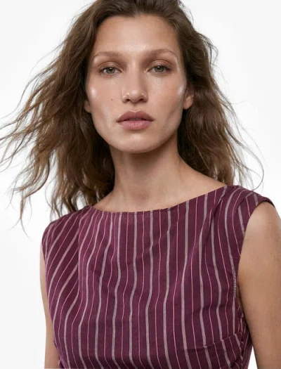 Koton Slim Fit Sleeveless Dropped Shoulder Striped Top In Purple