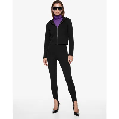 Koton Slim Modal Blend Long-sleeve Hooded Sweatshirt With Full Front Zip In Black