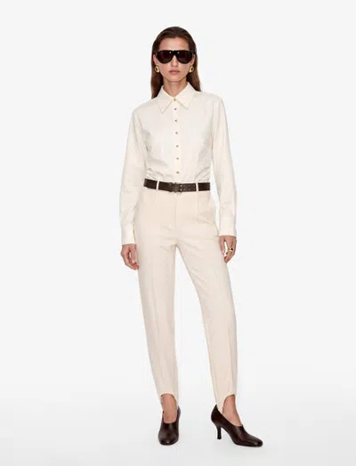 Koton Slim Pointed Collar Long Sleeve Poplin Shirt In White