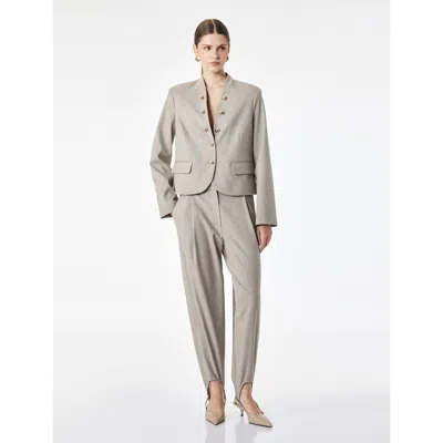 Koton Stand Collar Long Sleeve Military Blazer With Gold Button Detail In Gray
