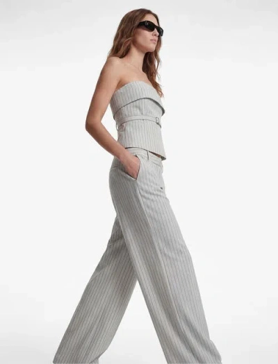 Koton Striped Strapless Belted Top In Gray