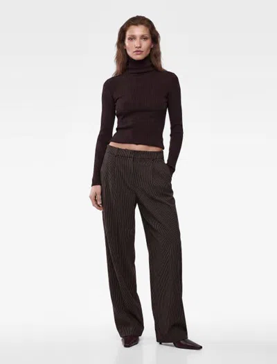 Koton Striped Tailored Trousers In Brown