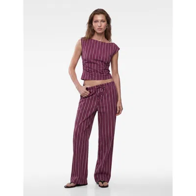 Koton Striped Wide Leg Drawstring Pants In Purple