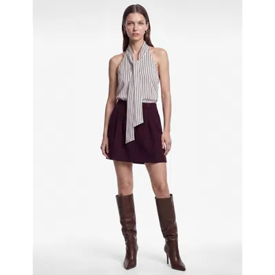 Koton Tailored Pleated Mini Skirt In Bordeux