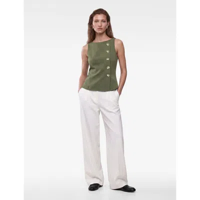Koton Tailored Sleeveless Vest Top With Back Zip Closure In White
