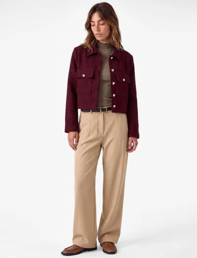 Koton Tweed Jacket In Burgundy