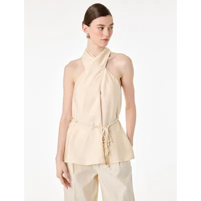 Koton Twisted Halter Neck Top With Belt Detail In Neutral
