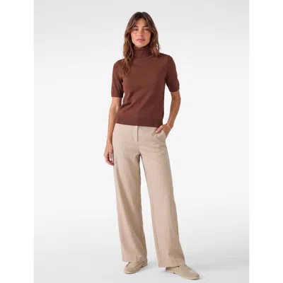 Koton Viscose Blend Short Sleeve Turtleneck Knit Sweater In Brown