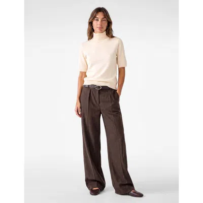 Koton Viscose Blend Short Sleeve Turtleneck Knit Sweater In Cream
