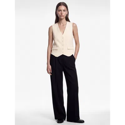 Koton V-neck Button-front Vest With Applique Detailed In Black