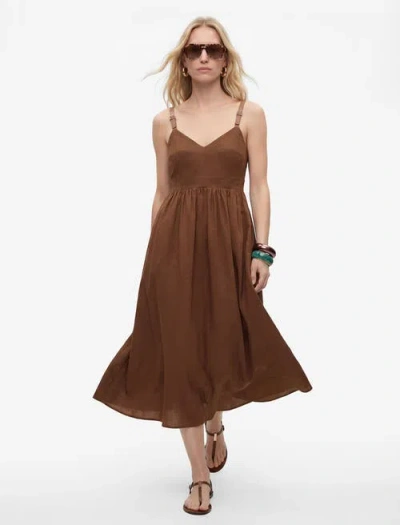 Koton V-neck Sleeveless Maxi Dress With Adjustable Straps In Brown
