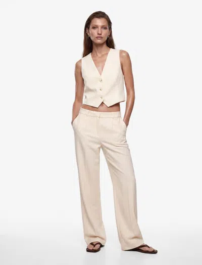 Koton V-neck Sleeveless Tailored Buttoned Vest In Neutral