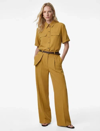 Koton Wide Leg Belted Trousers With Pocket Detail In Gold