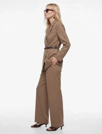 Koton Wide Leg High Rise Trousers With Pocket Detail In Brown