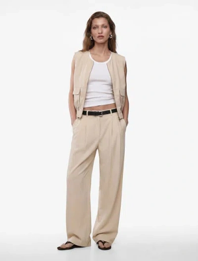 Koton Wide Leg Trousers With Belt In Neutral