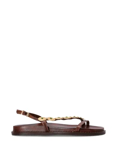 Kotris Sandals Embellished-upper Flat Sandals In Brown