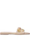Kotris Sandals Leather Coin-embellished Sandals In Neutral