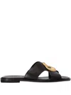 Kotris Sandals Leather Cross-strap Sandals In Black