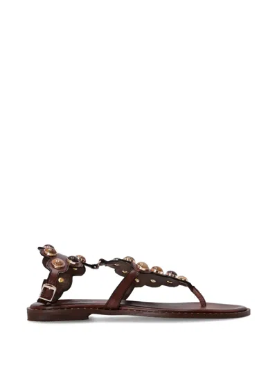 Kotris Sandals Studded Scalloped Sandals In Brown