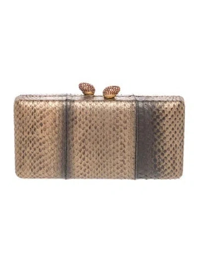 Pre-owned Kotur Crocodile Clutch In Neutrals