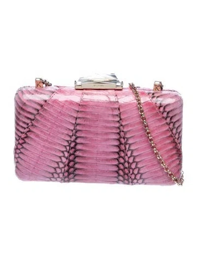 Pre-owned Kotur Embossed Leather Minaudière In Pink