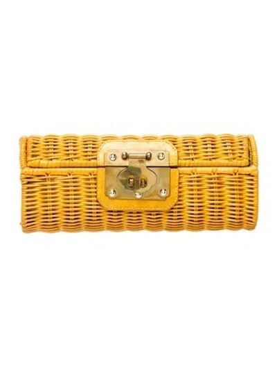 Pre-owned Kotur Raffia Clutch In Orange
