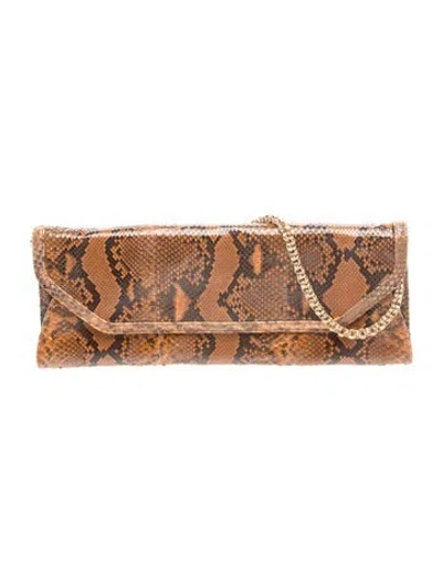 Pre-owned Kotur Snakeskin Clutch In Brown
