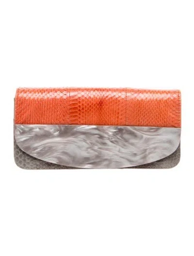 Pre-owned Kotur Snakeskin Clutch In Orange