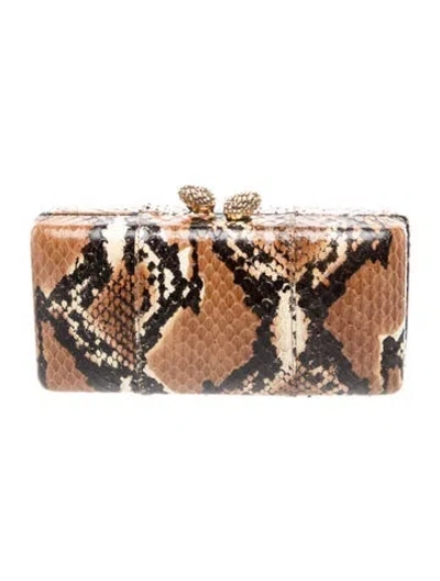 Pre-owned Kotur Snakeskin Minaudière In Brown