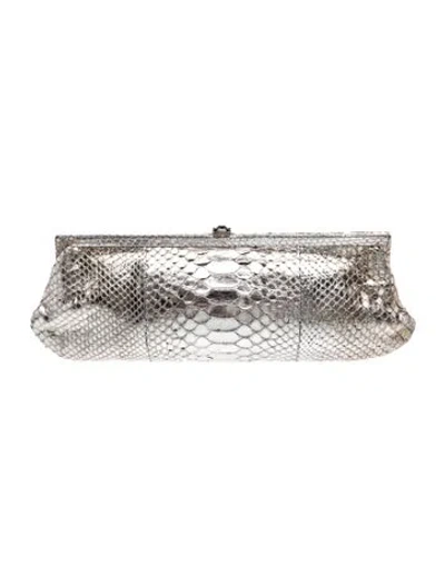 Pre-owned Kotur Snakeskin Minaudière In Silver