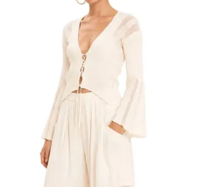 Kourbela Bell Sleeve Knitted Cardigan In Ecru In Pink