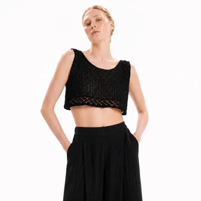 Kourbela Grunge Romance Crop Top In Black