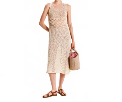 Kourbela Grunge Romance Midi Dress In Ecru In White