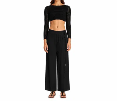Kourbela Long Sleeve Knitted Crop Top In Black