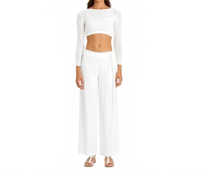 Kourbela Long Sleeve Knitted Crop Top In White