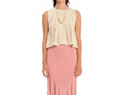 Kourbela Magic Sunsets Knit Sleeveless Crop Top In Ecru In White