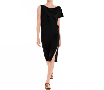 Kourbela Opal Draped Midi Dress In Black