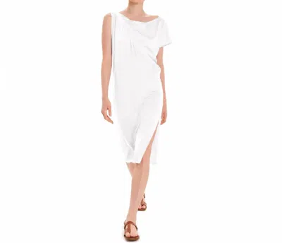 Kourbela Opal Draped Midi Dress In White