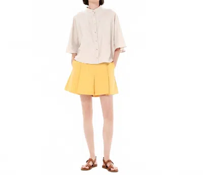 Kourbela Seams And Structure High Waisted Pleated Shorts In Artisan Yellow In Multi