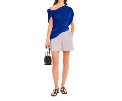 Kourbela Seashells Knit Draped Top In Marine Blue