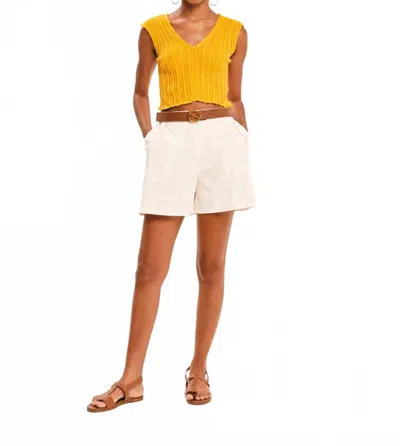 Kourbela Sleeveless Knitted Crop Top In Amber Yellow