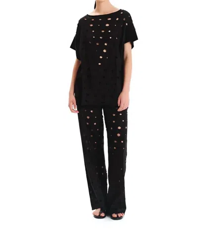 Kourbela Traces Of Time Long Perforated Blouse In Black