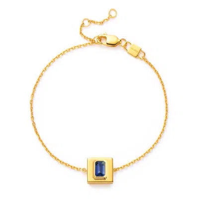 Kouree Women's 'baby Boy Blue' Fixed Charm Bracelet - Gold Vermeil With Blue Kynite
