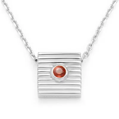 Kouree Women's 'braver Than You Think' Necklace Pendant Charm - Sterling Silver With Hessonite Garnet