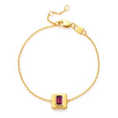 Kouree Women's 'isn't She Lovely' Fixed Charm Bracelet - Gold Vermeil With Rhodolite Garnet