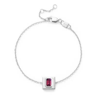 Kouree Women's 'isn't She Lovely' Fixed Charm Bracelet - Sterling Silver With Rhodolite Garnet