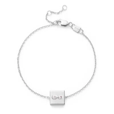 Kouree Women's 'it's All For You' Fixed Charm Bracelet - Sterling Silver With White Topaz