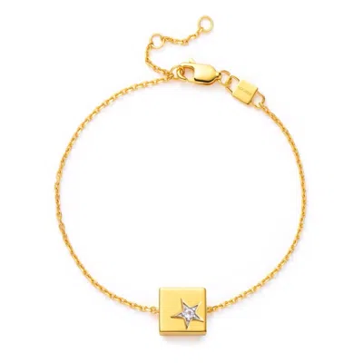 Kouree Women's 'little Star In The Sky' Fixed Charm Bracelet - Gold Vermeil With White Topaz