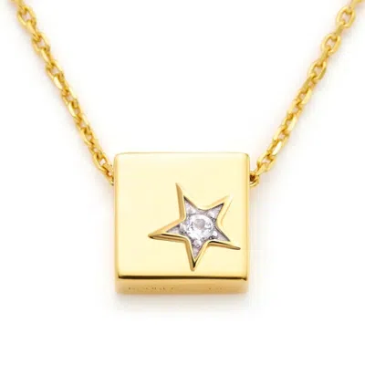 Kouree Women's 'little Star In The Sky' Necklace Pendant Charm - Gold Vermeil With White Topaz